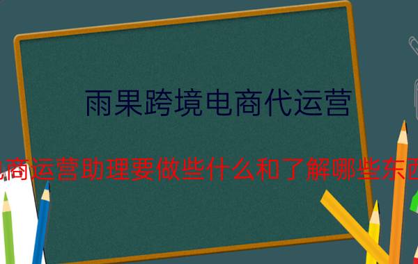 雨果跨境电商代运营 电商运营助理要做些什么和了解哪些东西？